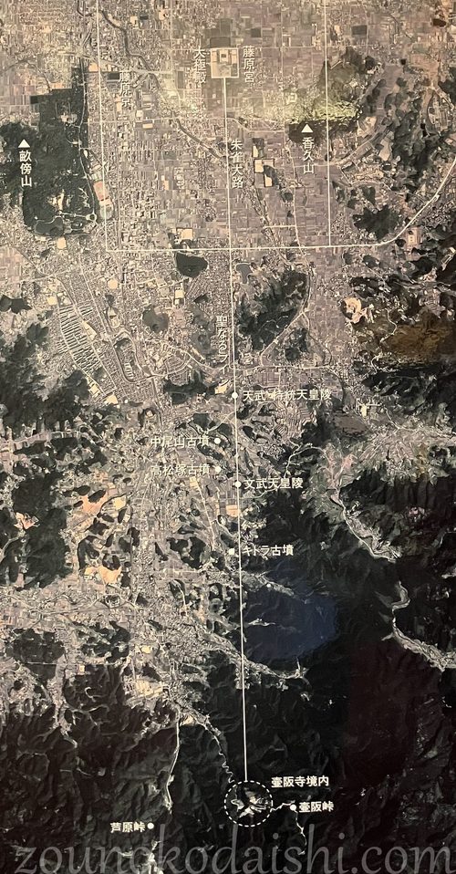 壷阪寺聖なるラインの実測図